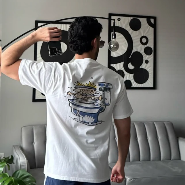 1990 Calvin and Hobbes Spin Cycle Washed White Tee - Image 3