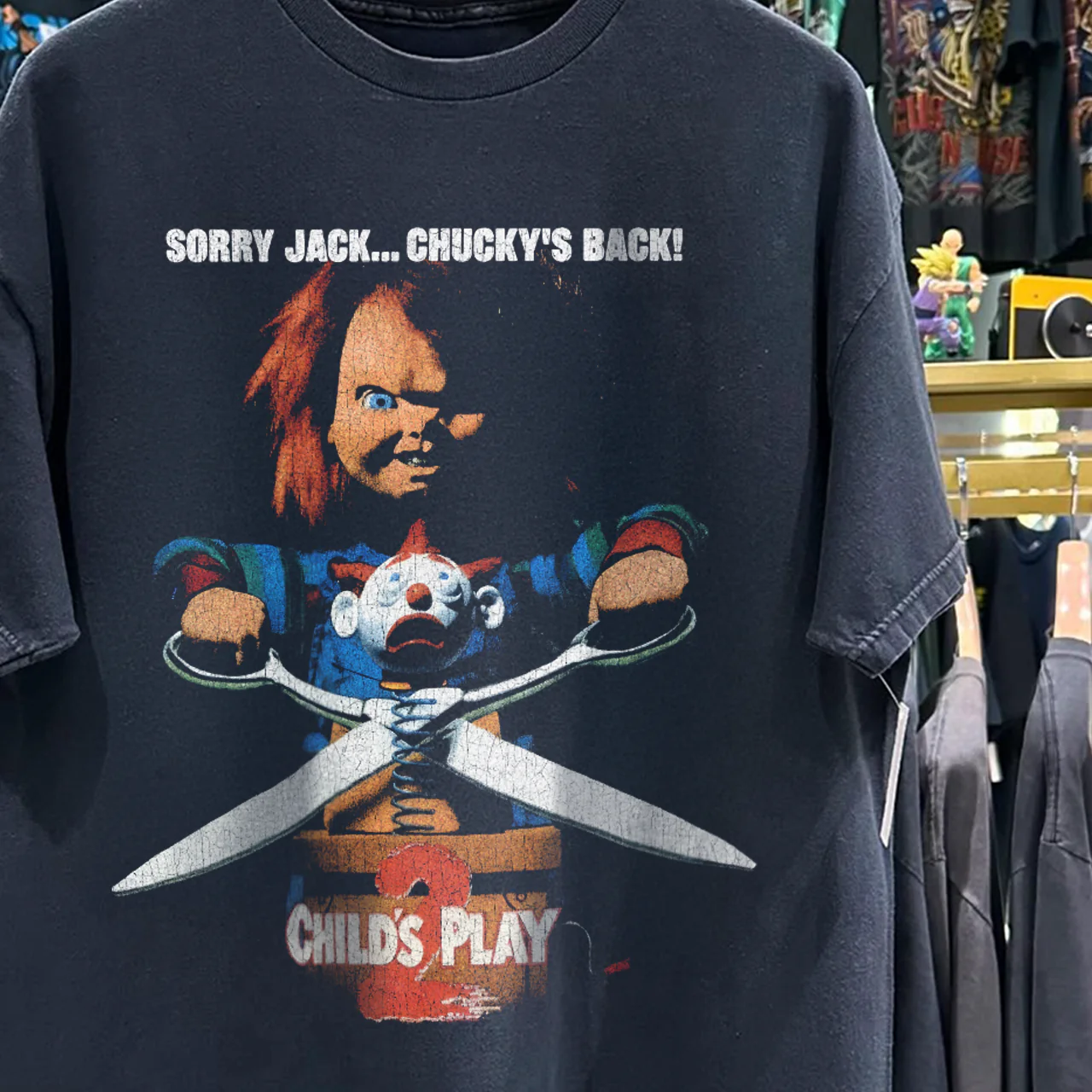 1990 Child's Play 2 Promo Rare Washed Black T-Shirt - Image 3