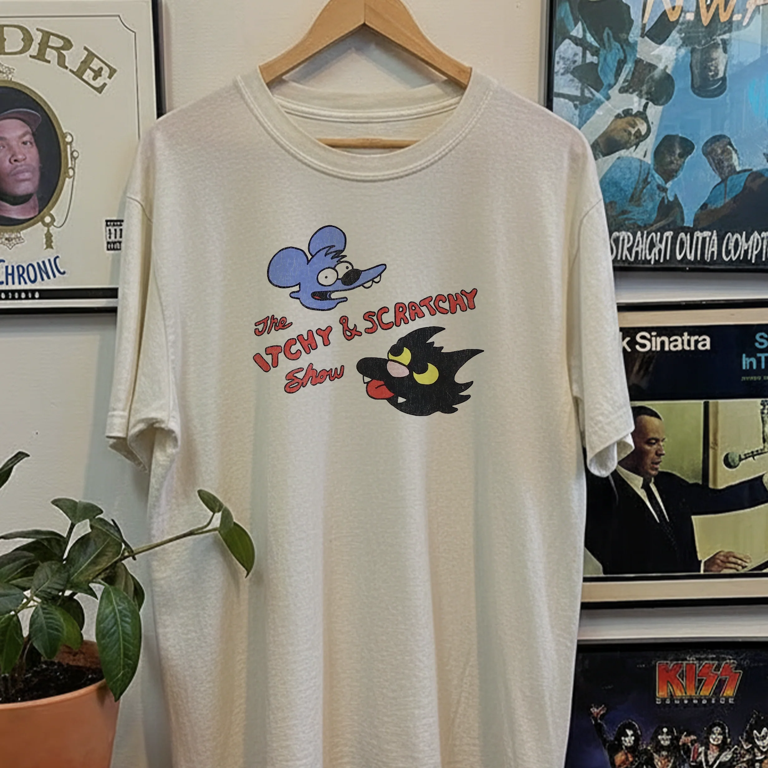 1990 The Itchy And Scratchy Show Washed White Tee - Image 2