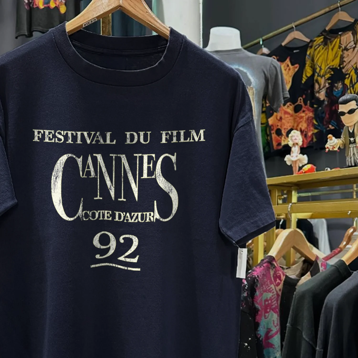 1992 Cannes Film Festival Promo Rare Washed Navy T-Shirt - Image 4