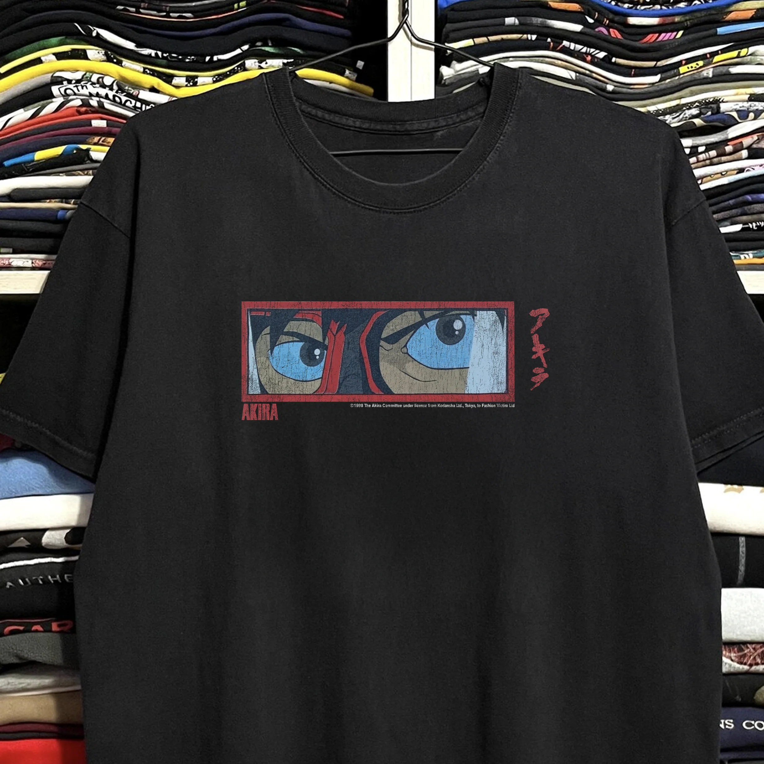 1998 Akira Kaneda Eyes Washed Black Tee - Image 2