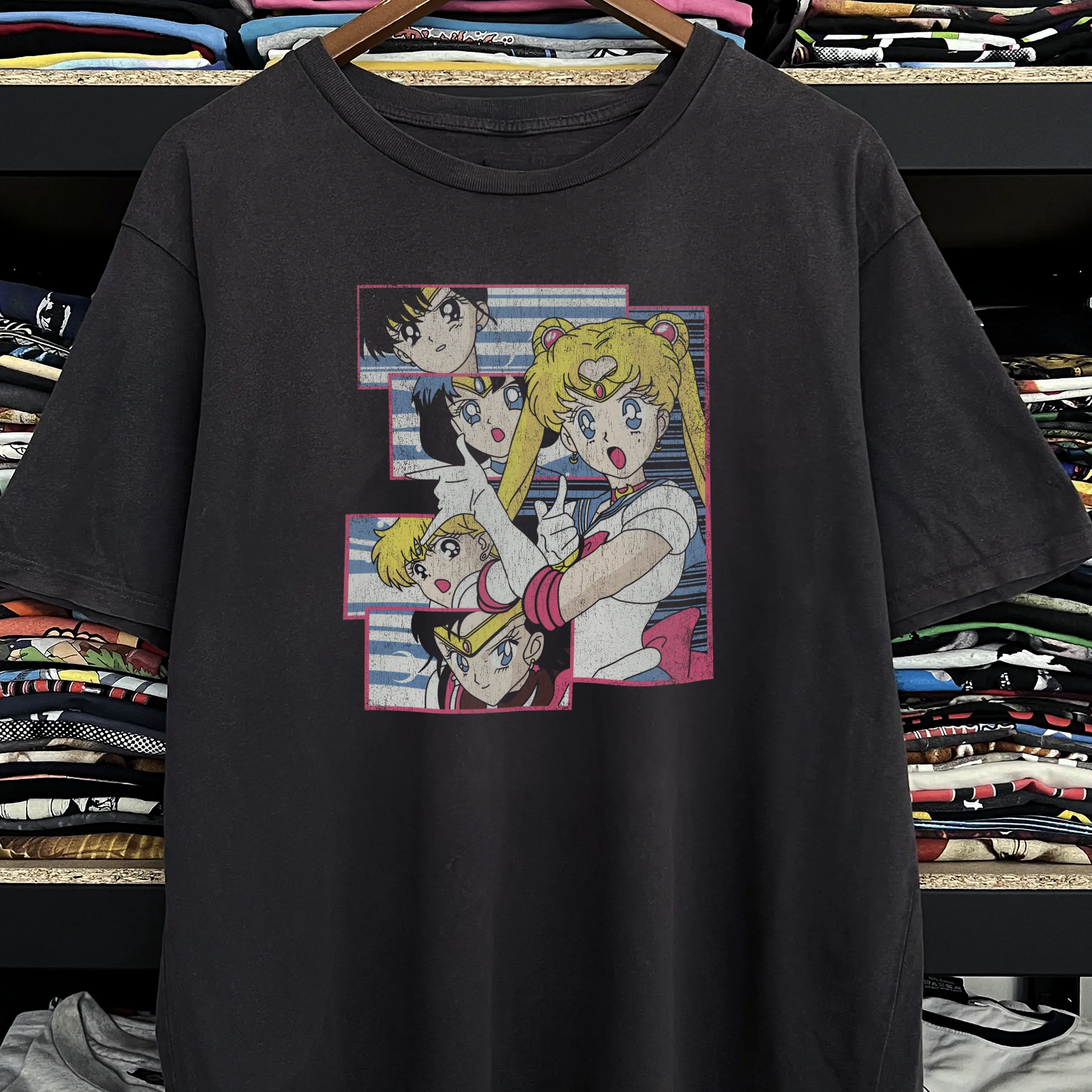 1999 Sailor Moon Promo Washed Black Tee - Image 2