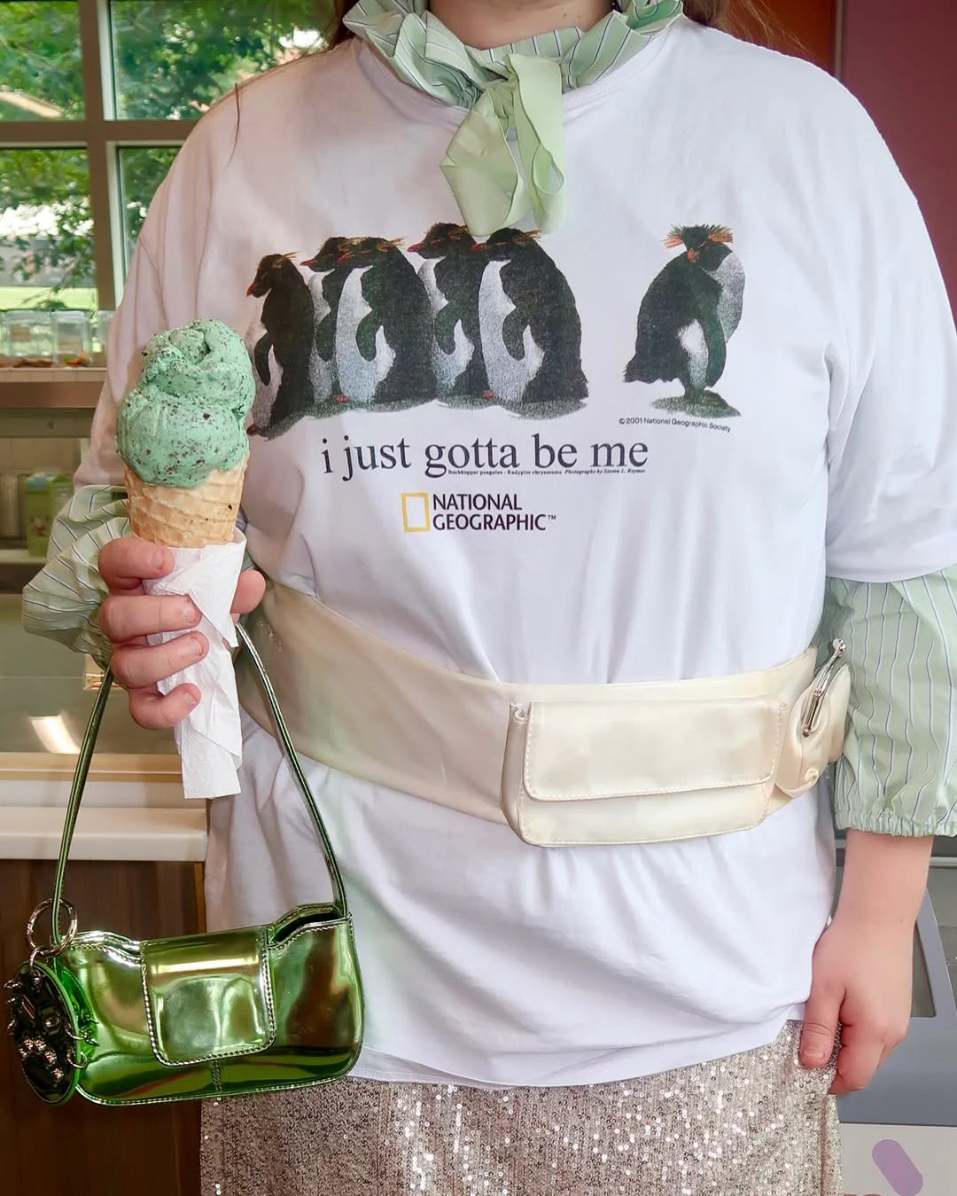 2001 'I Just Gotta Be Me' Rockhopper Nat Geo Rare Washed White T-Shirt - Image 3
