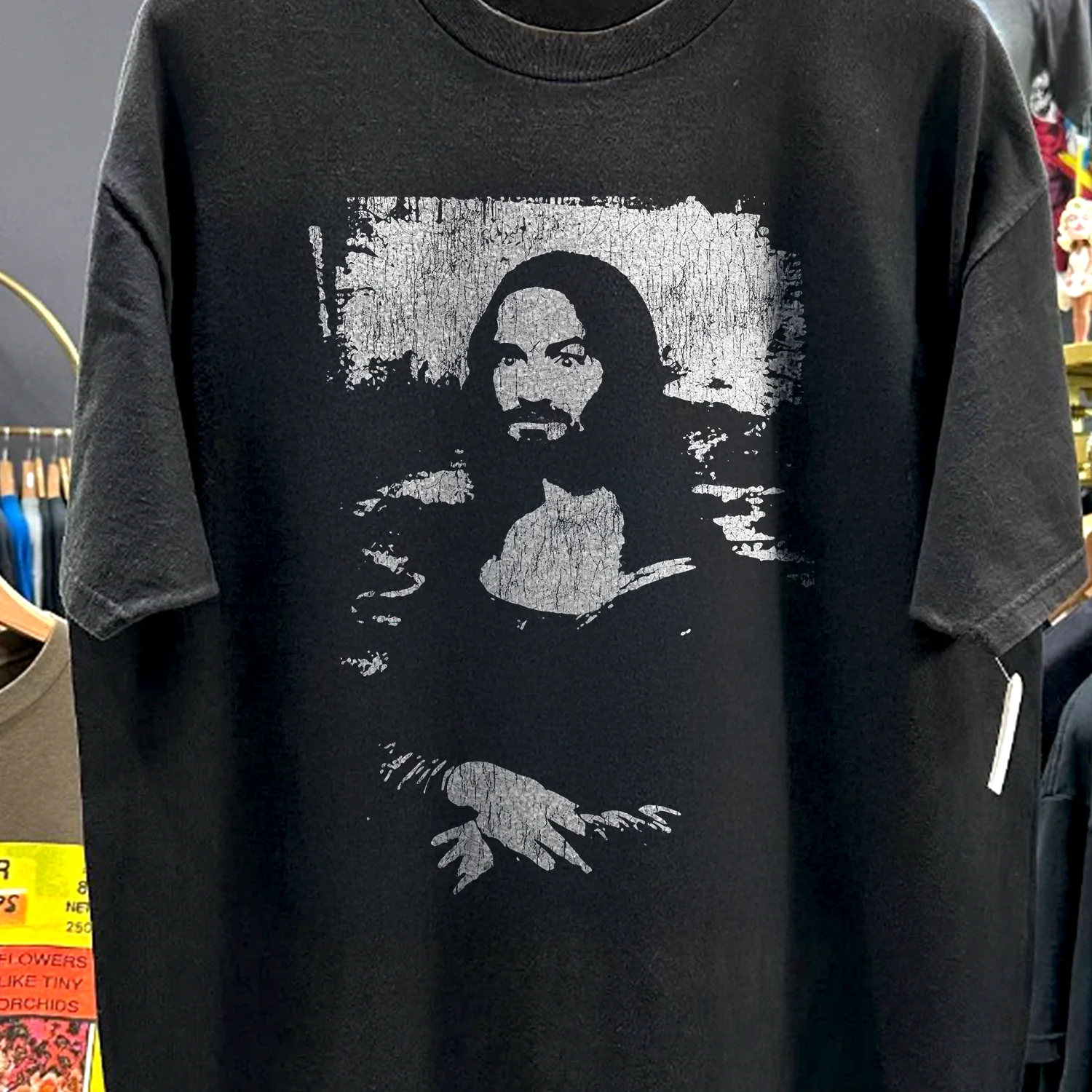90S Smile Like A Cult Leader 'Mona Manson' Rare Washed Black T-Shirt - Image 2
