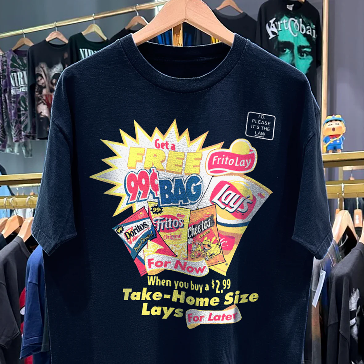 90s Snack Now, Snack Later Lays Promo Rare Blue T-Shirt - Image 2