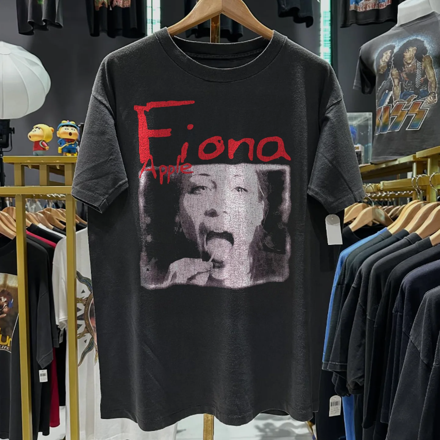90S Sucker’s Prayer 'Fiona Apple' Rare Washed Black T-Shirt - Image 3