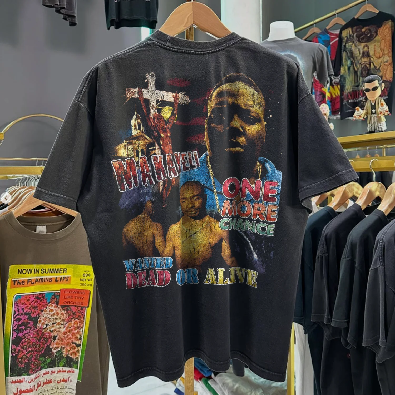 90s Thug Poetry Forever - B.I.G & 2Pac Memorial Rare Washed Black Rap Tee - Image 2