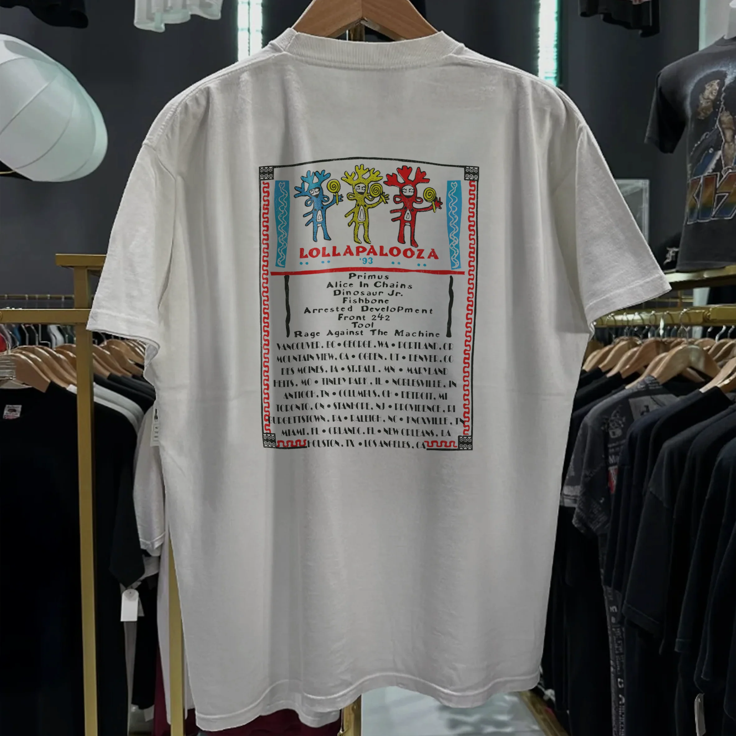 93 Alice In Chains Lollapalooza Washed White Tee - Image 4