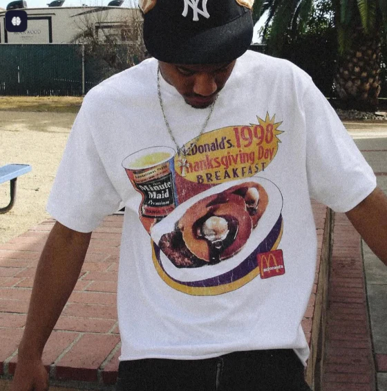 98 Thanksgiving Breakfast Promo White Vintage Washed T-Shirt - Image 5