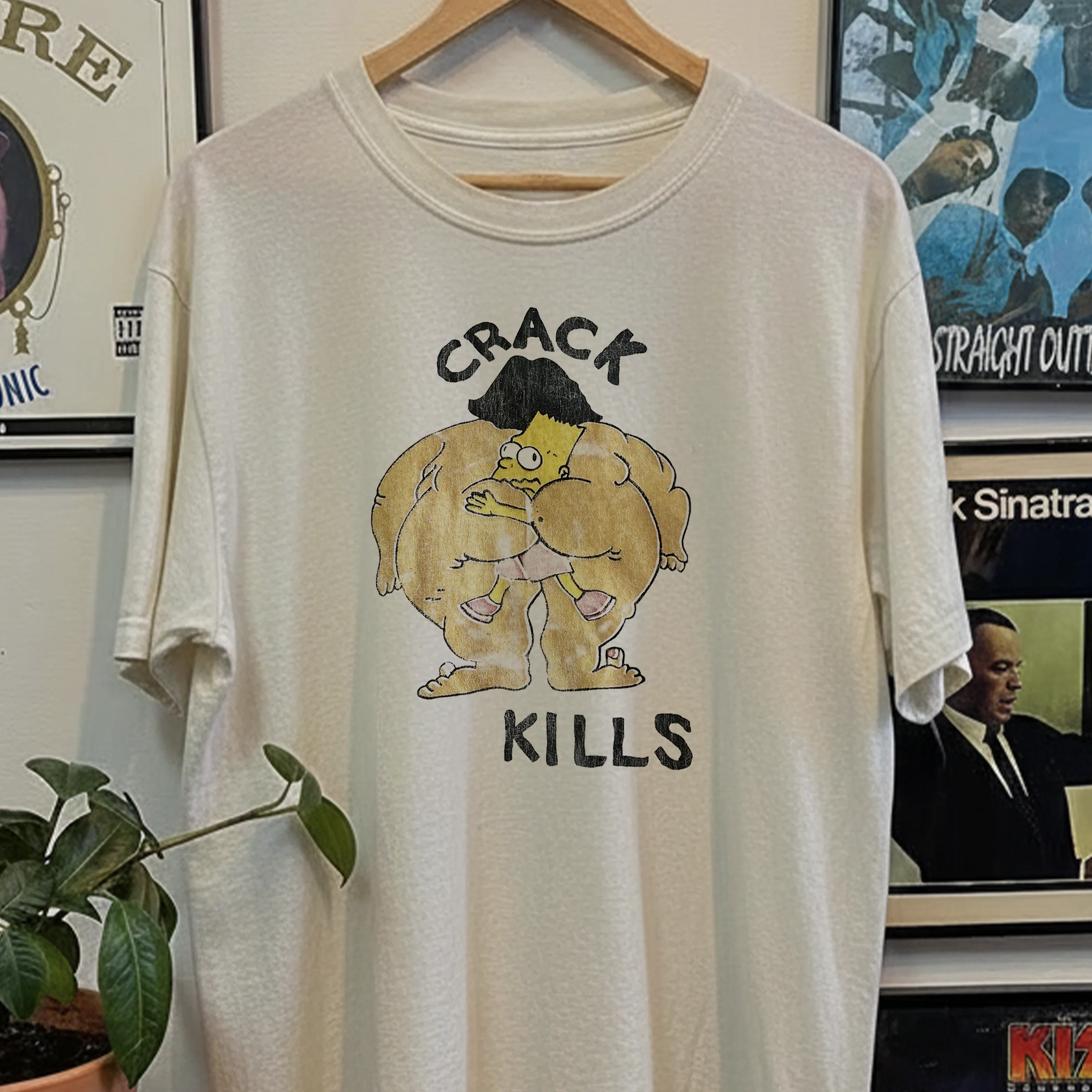 Rare Bart Simpson Crack Kills Washed White Tee - Image 2