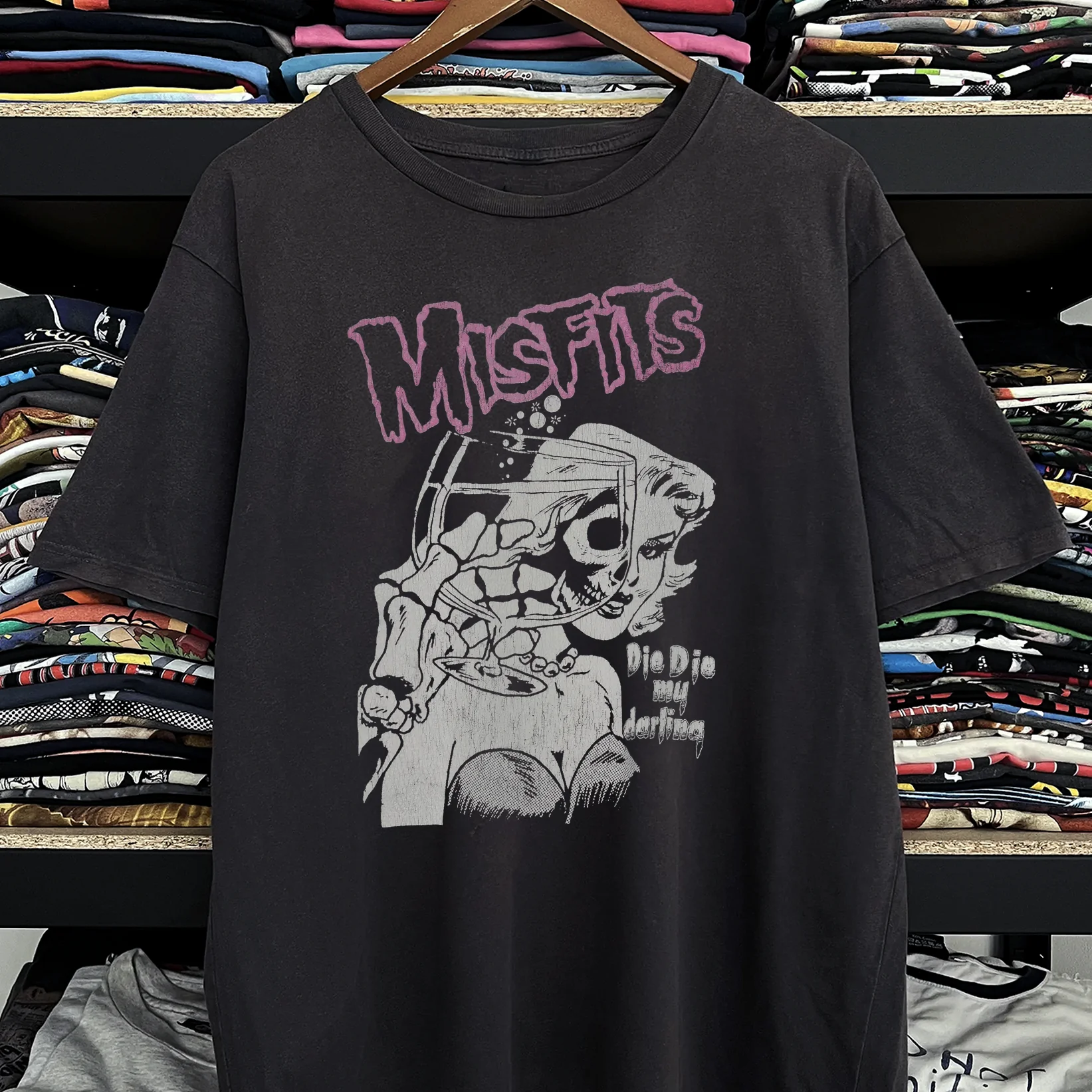 Rare Misfits Die Die My Darling Washed Black Tee - Image 2