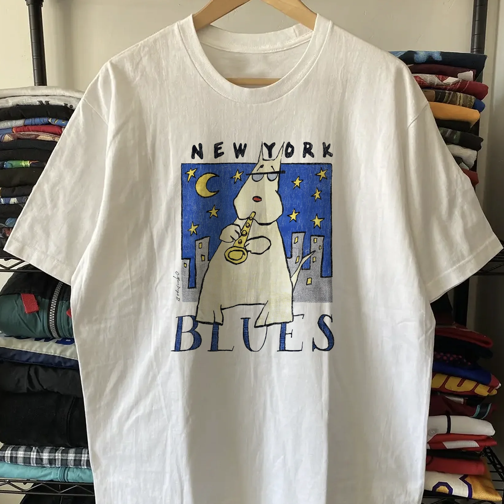 Rare New York Blues Washed White Tee - Image 2