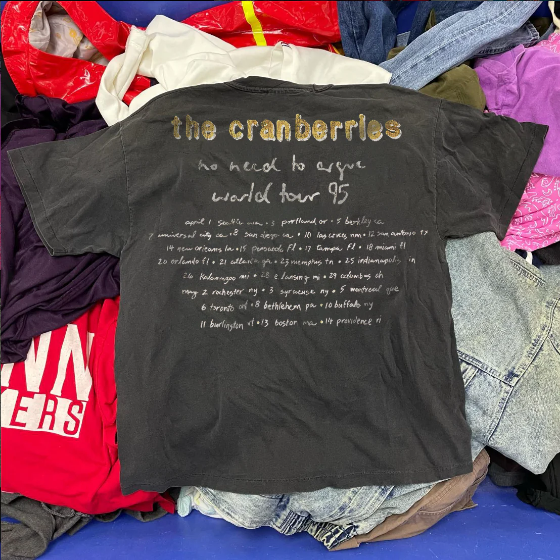 The Cranberries - No Need To Argue 1995 World Tour - Black Washed T -Shirt - Image 11